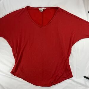 Boho Jane XL Red Dolman Sleeve V-Neck Oversized Slouchy T-Shirt Women's